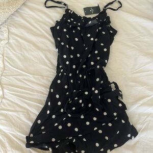 Abercrombie Kids Navy Blue Polka Dot Romper Size 11/12